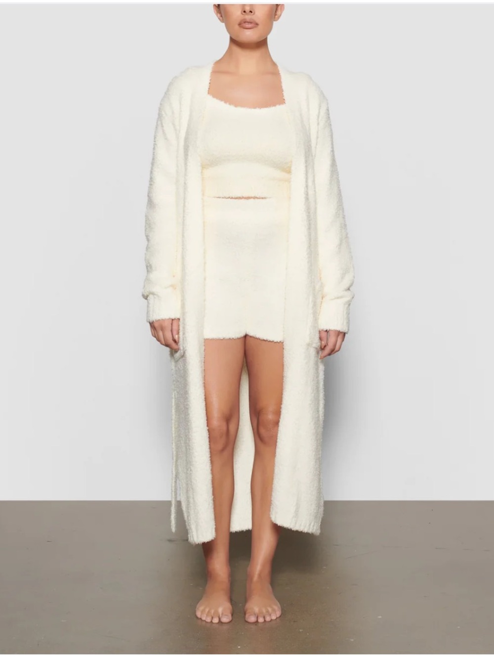 SKIMS Longline Cozy Knit Robe and tank in bone